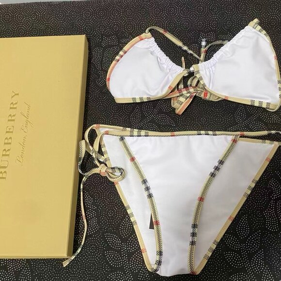 Burberry Other - White Bikini with Plaid Trim